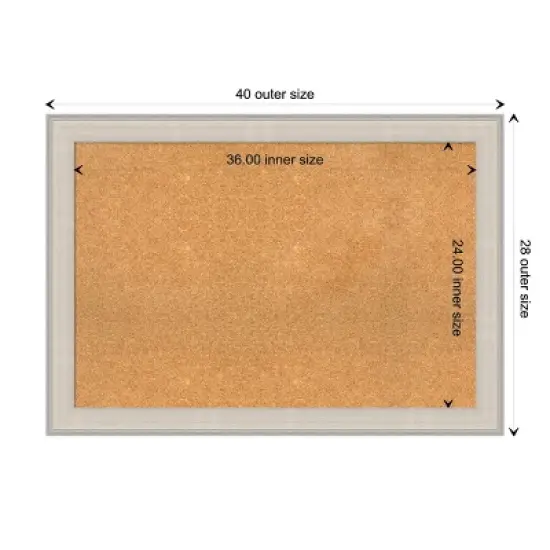 40"x28" Cottage Wood Frame Natural Cork Board White/Silver - Amanti Art image {9}