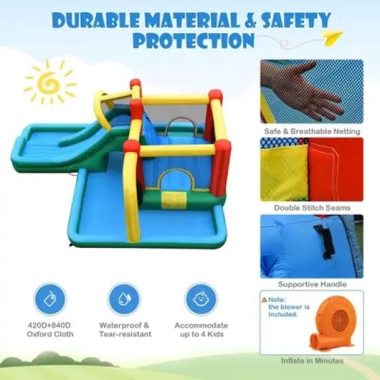 Costway Slide Water Park Climbing Bouncer Pendulum Tunnel Game with 750W Blower image {7}