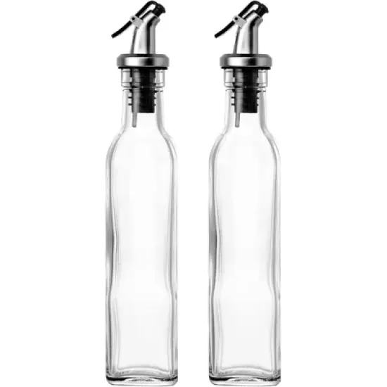 Juvale 2-Pack 8.5oz 250ml Olive Oil and Vinegar Cruets Glass Dispensers Bottles image {4}