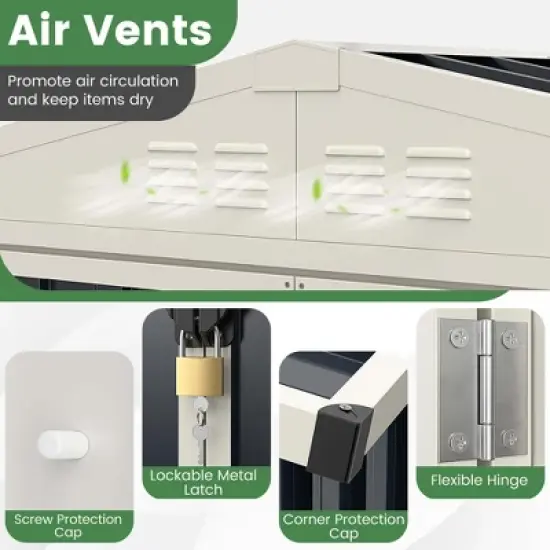 Costway 7 x 4 FT Metal Outdoor Storage Shed Snap-on Structures for Efficient Assembly image {6}