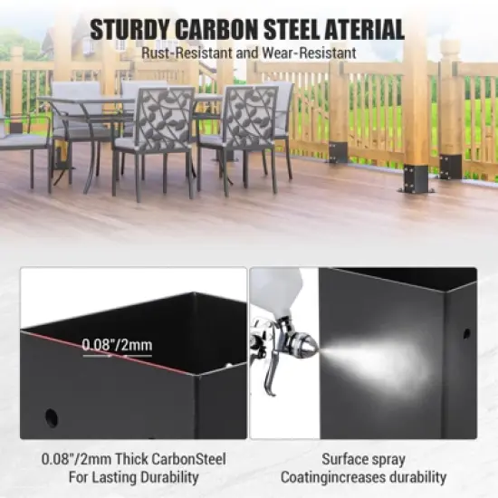 Post Base, Post Bracket - 4 PCS Heavy Duty Metal 4x4 with Partition, Powder-Coated Anchor for Deck, Pavilion, Railing Support image {5}