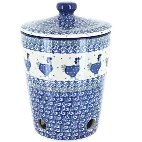 Blue Rose Polish Pottery F36 Ceramika Artystyczna Garlic Keeper image {4}