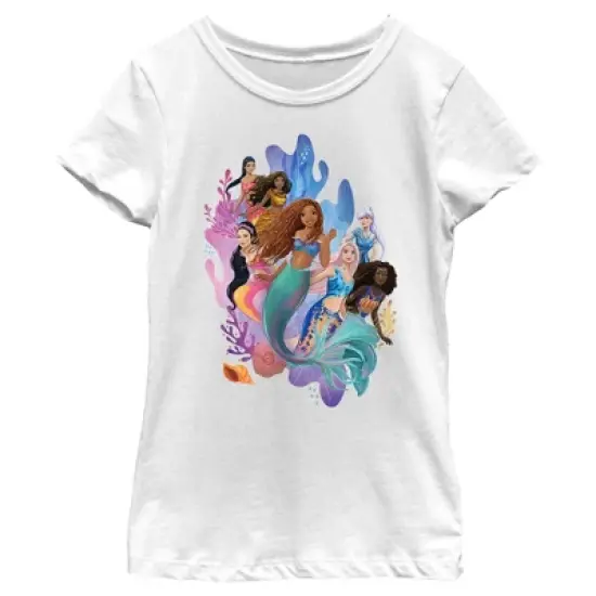 Girl's The Little Mermaid Group of Mermaids T-Shirt image {3}