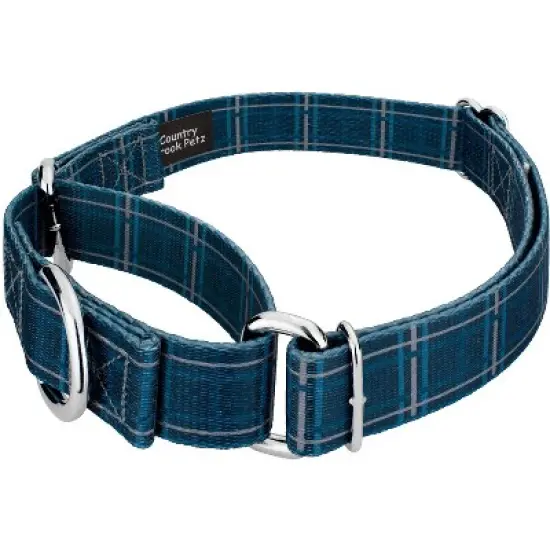 Country Brook Petz Navy Plaid Martingale Dog Collar image {1}