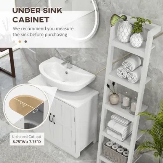 Gulches White Bathroom Sink Cabinet, U-Shaped Design, 23.5" W x 11.75" D x 23.5" H image {6}