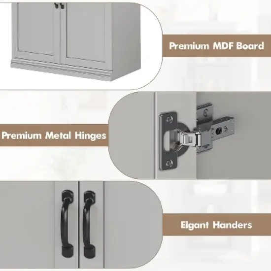 70" Tall Kitchen Pantry Cabinet with Doors and Adjustable Shelves, Freestanding Cupboard, Tall Storage Cabinet for Dining Room, Living Room image {5}