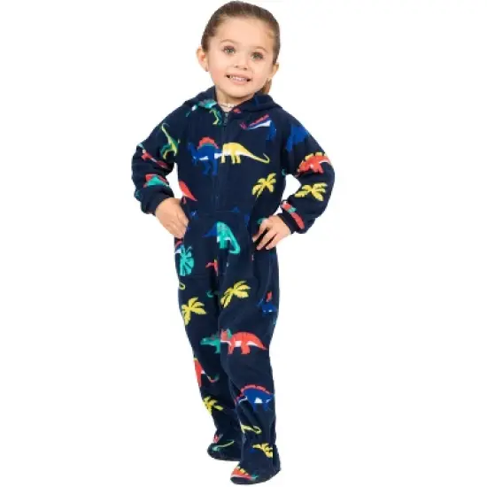 Footed Pajamas - Dinosaur Kingdom Toddler Hoodie Fleece Onesie image {1}