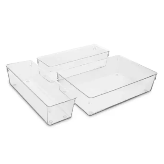 Sorbus Clear Drawer Organizer 3 Piece Set - high-quality durable - organize the office, kitchen, bathroom, and more - BPA-free image {1}