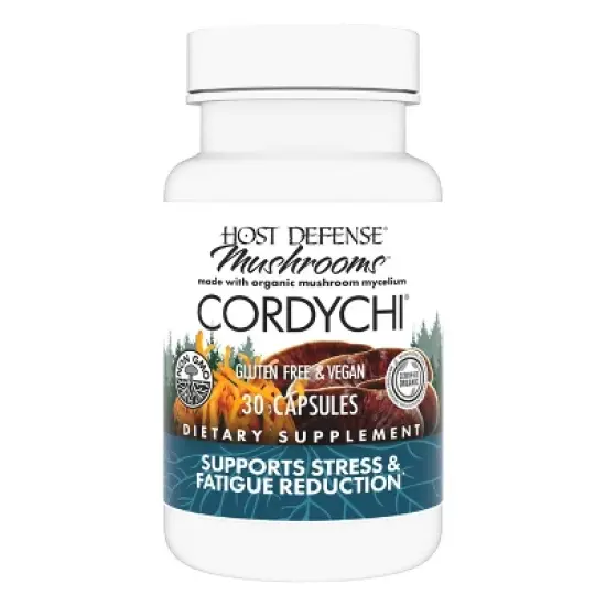 Host Defense, CordyChi Capsules, Mushroom Mycelium Supplement with Cordyceps and Reishi, Unflavored, 30 Ct. image {9}
