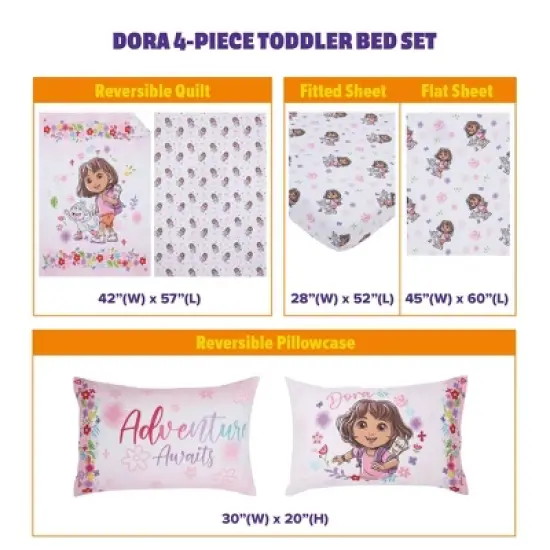 4pc Dora Toddler Bed Set image {6}