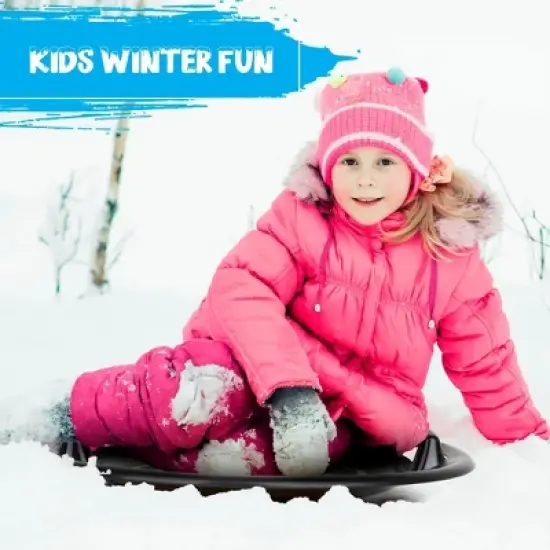 Slippery Racer Downhill Pro Heavy Duty Cold Weather Batman Adults and Kids Plastic Saucer Disc Snow Sled with Handles, Black (3 Pack) image {4}