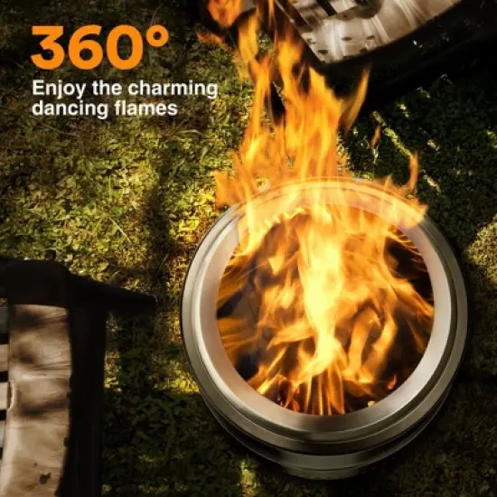 R.W. Flame 19-Inch Outdoor Fire Pit &ndash; Smokeless， Stainless Steel Portable Fire Pit for Camping, Patio, and Outdoor Use &ndash; Wood or  Burning Bonfire image {4}