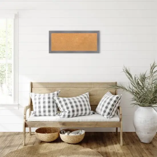 32"x14" Edwin Wood Frame Natural Cork Board Gray - Amanti Art image {3}