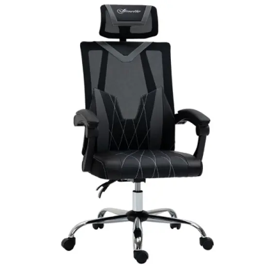 Vinsetto Office Chair Ergonomic Desk Chair with Rotate Headrest, Lumbar Support & Adjustable Height, 360&deg; Swivel Computer Chair image {3}