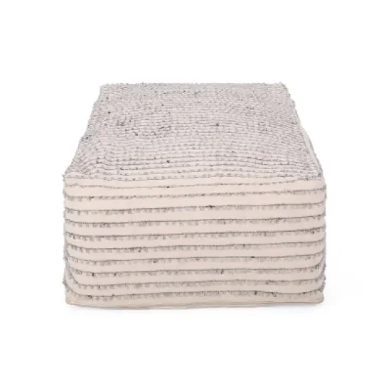 Gaddie Boho Rectangular Bean Bag Ottoman White/Gray/Black - Christopher Knight Home image {2}