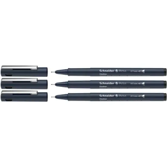 Schneider&reg; Pictus Fineliners, Wallet, 3 Pieces, Black Ink, Assorted Sizes image {1}