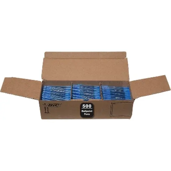 BIC Round Stic Xtra Life Ballpoint Pen Medium Point Blue Ink 500/Pack (GSM500E-BLU) image {8}
