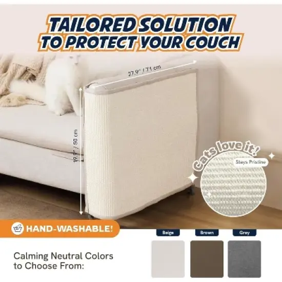 Panther Armor Sisal Cat Couch Protector Guard, Prevents Cat Scratching Furniture, Durable Furniture Protectors, Beige, Right Arm image {3}