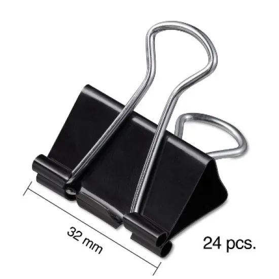 Staples Medium Metal Binder Clips Black 1 1/4" Size with 5/8"Capacity 831602 image {3}