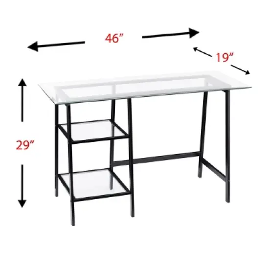 PAGED Gaming Desk with Metal Frame, Modern Office Desk with Shatter-Resistant Tempered Glass, Computer Desk for Living Room image {3}