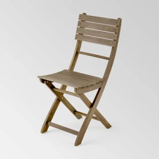 Westmount 3pc Half-Round Folding Acacia Wood Bistro Set - Gray - Christopher Knight Home image {2}