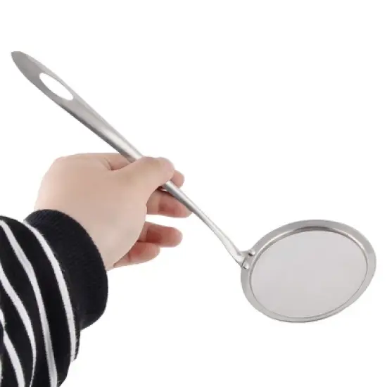 Unique Bargains Home Stainless Steel Oil Spice Flour Sediment Mesh Strainer Silver Tone 3.9 Dia 1 Pc image {3}