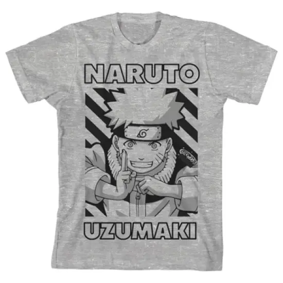 Naruto Uzumaki Grayscale Graphic Youth Athletic Heather T-shirt image {2}