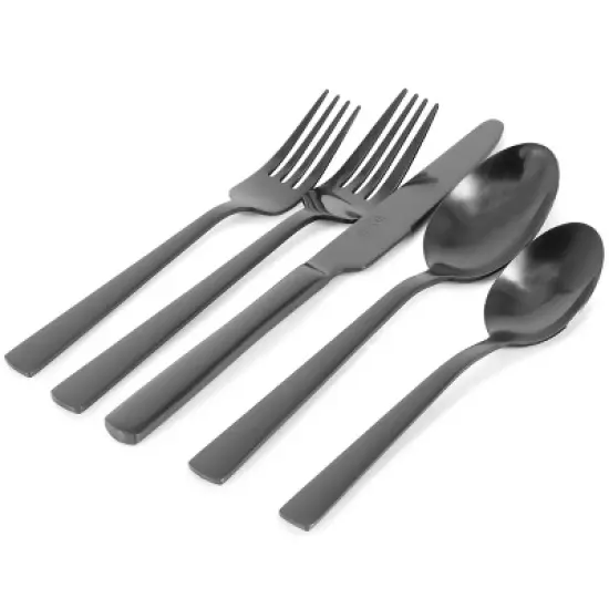 Gibson Elite Earlston 20 Piece Stainless Steel Flatware Set in Black image {1}