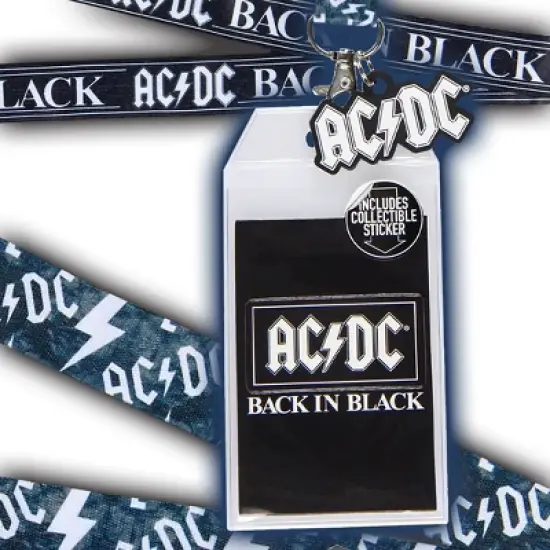AC/DC Back In Black Reversible ID Lanyard Badge Holder With Rubber Logo Charm image {4}
