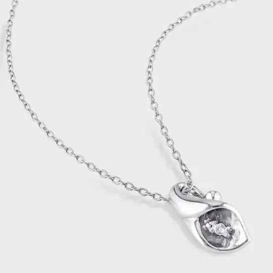 Women's Diamond Pendant Necklace - Silver image {1}