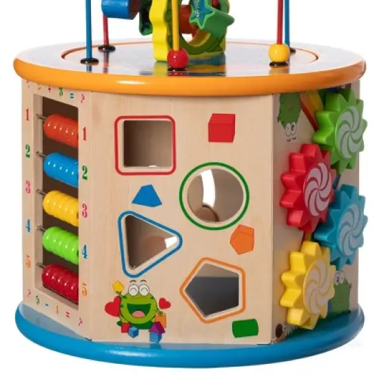 8 in 1 Colorful Attractive Wooden Kids Baby Activity Play Cube, Fun Toy Center For Playroom, Nursery, Preschool, and Doctors' Office image {7}