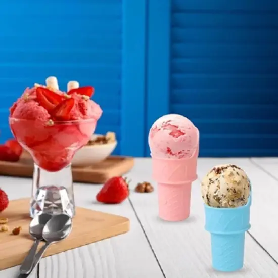 Unique Bargains Plastic Reusable Mini Lightweight Party Ice Cream Cone Scoop 4 Pcs image {4}