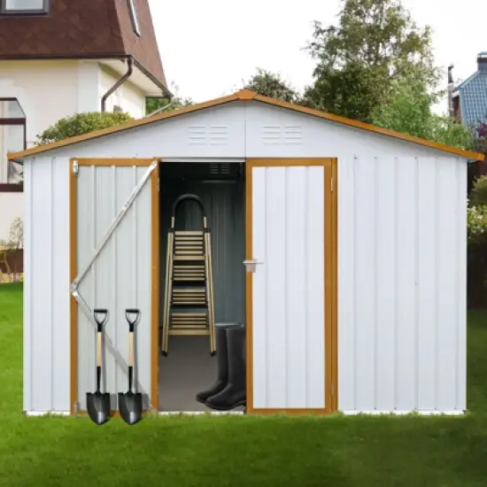 NicBex 12x10 FT Outdoor Storage Shed with 2 Integrated Punched Vents,Metal Outdoor Shed with Apex Roof,Storage Sheds for Garden image {9}