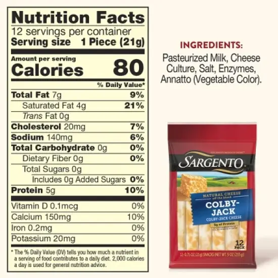 Sargento Natural Colby-Jack Cheese Sticks - 9oz/12ct image {3}