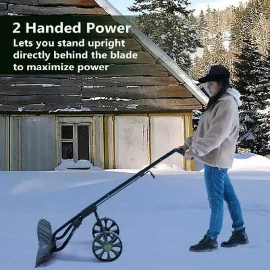 Gardenised Extra Wide 36 in. Snow Shovel Plow Pusher Remover with Large Rugged Wheels, Heavy Duty, Black image {4}