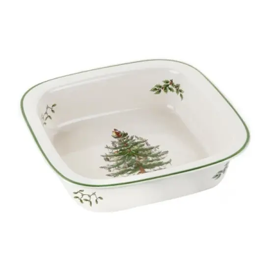 Spode Christmas Tree 10" Square Baker - Porcelain Baking Dish for Lasagna, Casserole, Holiday Desserts - Oven to Table Bakeware & Dishwasher Safe image {7}