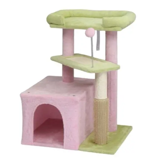 Karl Home 27.5 inch Green Multi-level Cat Tower with Cat Scratching Post and Pad image {7}
