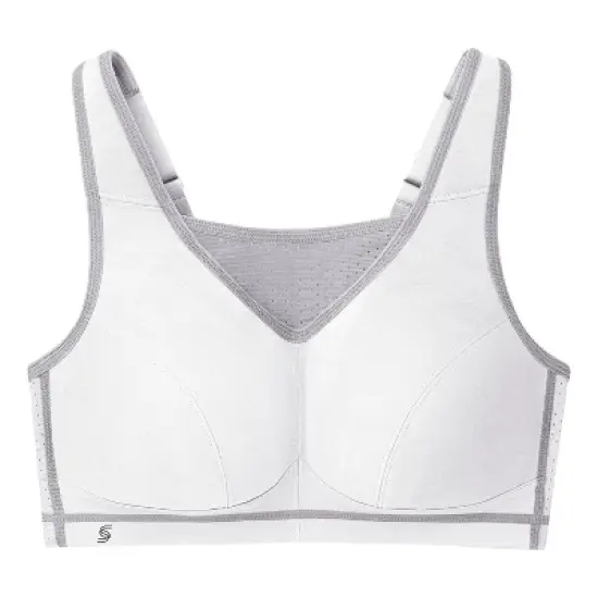 Glamorise Womens No-Bounce Camisole Elite Sports Wirefree Bra 1067 White/Gray image {3}