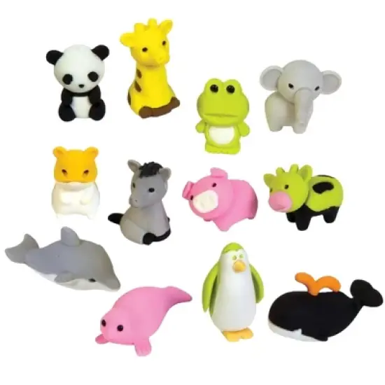 Build, Erase & Explore! Jungle, Sea & Farm Life 3D Mini Eraser Assortment (24 Pack) image {1}