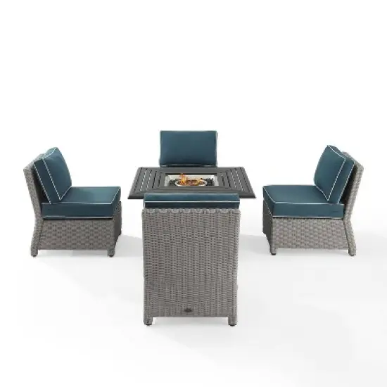 Crosley 5pc Bradenton Steel Outdoor Patio Fire Pit Furniture Set with Armless Chairs image {6}