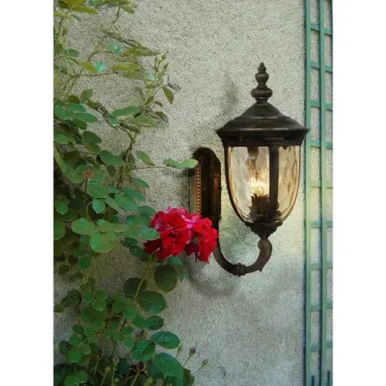 John Timberland Bellagio Vintage Rustic Outdoor Wall Light Fixture Veranda Bronze Upbridge 21" Hammered Glass Sconce for Post Exterior Barn Deck House image {8}