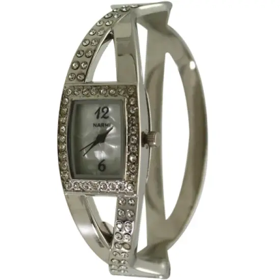 OLIVIA PRATT RHINESTONES AND PEARL TONE BANGLE WATCH image {5}