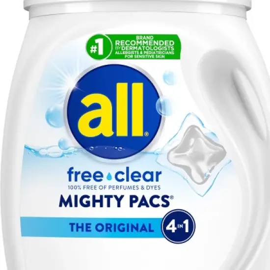 All Mighty Pacs Free Clear Laundry Detergent Pacs - 60ct/24.7oz image {3}