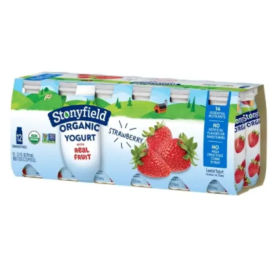 Stonyfield Organic Kids' Strawberry Yogurt Smoothies - 12pk/3.1 fl oz Bottles image {10}