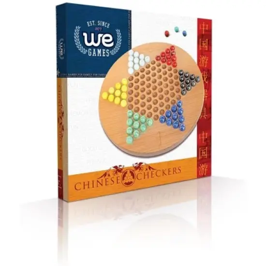 WE Games Solid Wood Chinese Checkers Set with Glass Marbles - 11.5 Inch image {7}