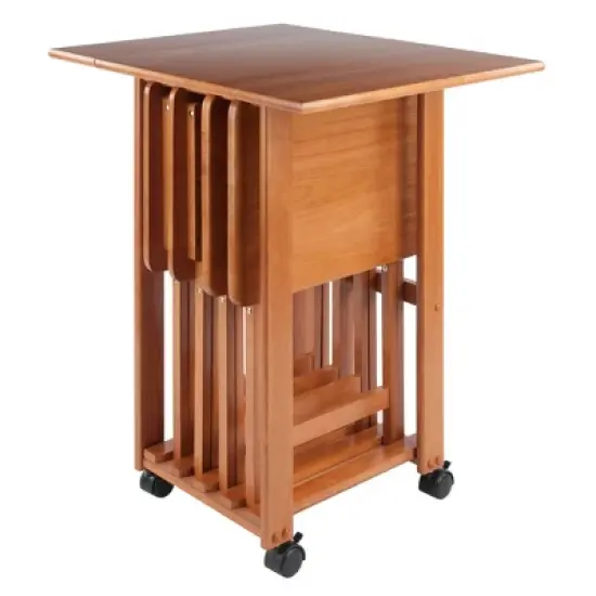 5pc Set Sophia Snack Tables Teak - Winsome image {9}