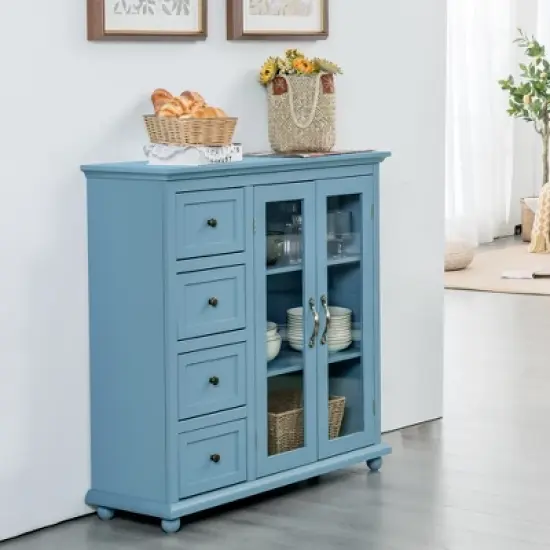 Costway Buffet Sideboard Table Kitchen Storage Cabinet w/ Drawers & Doors White\Blue\Green image {1}