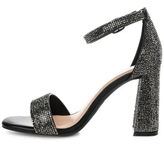 Journee Collection Womens Idda Tru Comfort Foam Rhinestone Detail Block Heel Sandals image {1}