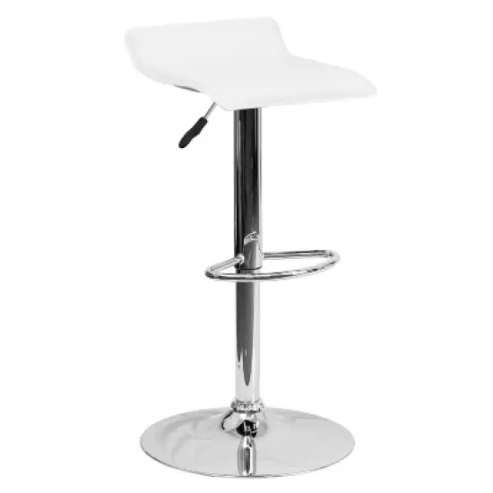 Flash Furniture Contemporary Vinyl Adjustable Height Barstool with Solid Wave Seat and Chrome Base image {15}
