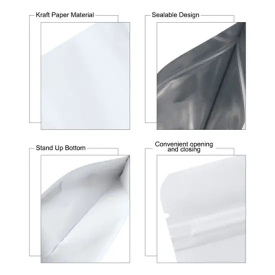 Unique Bargains Sealable Foil Lining Resealable Packaging Zipper Food Storage Pouches 50 Pcs image {2}